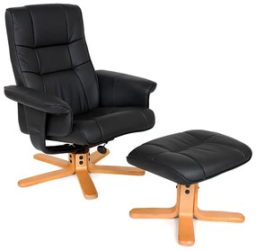 tectake 401058 relaxációs fotel lábtartóval, 1. modell - fekete/bézs