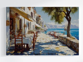 Vászonkép Canvas Mediterrán Város Víz Kávézó Hajó 60x40