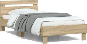 vidaXL sonoma tölgy színű fejtámlás ágykeret matrac nélkül 100x200 cm