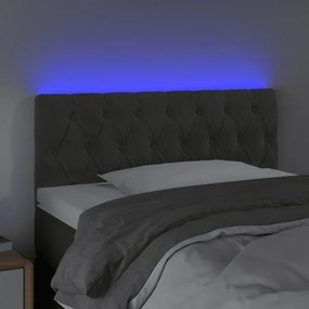 sötétszürke bársony LED-es fejtámla 100 x 7 x 78/88 cm