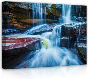 Vászonkép 70x50 Vízesés természet víz sziklák patak mozgás frissesség nyugalom