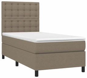 tópszínű szövet rugós és LED-es ágy matraccal 80 x 200 cm