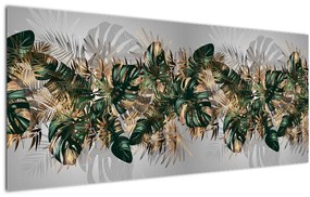 Kép - Gold-green, trópusi levelek (120x50 cm)