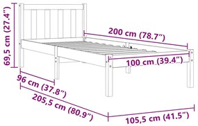viaszbarna tömör fenyőfa ágy matrac nélkül 100 x 200 cm