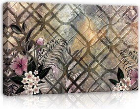 Vászonkép 60x40 Trópusok botanika levelek virágok hibiszkusz minta textúra egzotikus