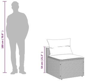 5 részes fekete polyrattan akácfa kerti kanapészett párnákkal