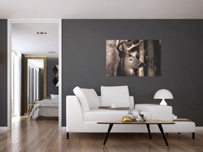 Kép - Szarvas az erdőben (90x60 cm)