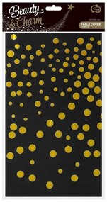 Fekete Black Gold Dots fólia asztalterítő 137x183 cm