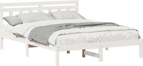 vidaXL Ágykeret Fehér 140 x 200 cm Tömör fenyőfa