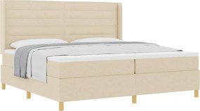 vidaXL Boxrugós ágy matracmal fejtámlával Krém 200 x 200 cm szövet
