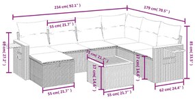 8 részes vegyes bézs polyrattan kerti ülőgarnitúra párnákkal