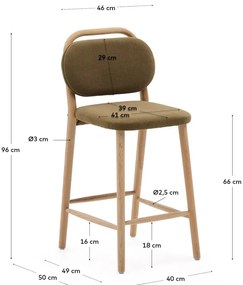 Khaki bárszék (ülésmagasság 66 cm) Helda – Kave Home