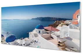 Üvegképek Görögország tengeri panoráma épületek 125x50 cm