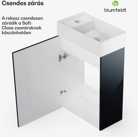 Blumfeldt Johnstone, mosdó és fürdőszoba szekrény, 40 cm, kerámia mosdó, Soft-Close záródású