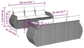 7 részes barna polyrattan kerti ülőgarnitúra párnákkal