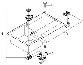 GROHE 31644AP0 - K500 konyhai mosogató 860 × 500 mm gránit/fekete