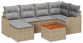 vidaXL Kerti Kanapé Szett 7 pcs Beige és Világosszürke polirattan