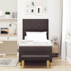 Boxspring ágy matraccal és paddal, sötétbarna, 100x200 cm, szövet
