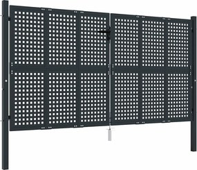 vidaXL antracit színű acél kerti kapu 300 x 150 cm
