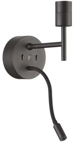 Ideal Lux - LED Rugalmas lámpa tartóval SET UP 1xE27/42W+LED/3W/230V USB fekete