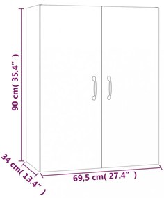 betonszürke szerelt fa függőszekrény 69,5 x 34 x 90 cm