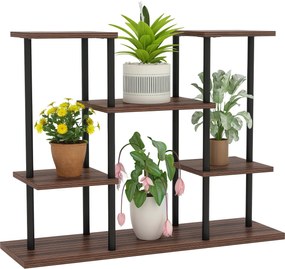 Outsunny 4-szintes Növényállvány, 61,5 cm Magas Virágtartó Beltérre és Kültérre, Fa Növénypolc, Többszintes Virágtartó, Virágfokú Növényállvány Nappal