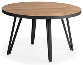Fekete-natúr színű kerek dohányzóasztal tölgyfa dekoros asztallappal ø 80 cm Sindi – Marckeric