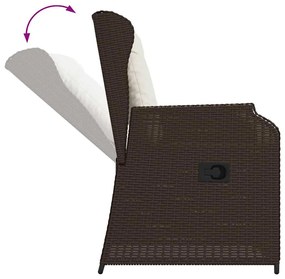 Kerti pad párnával 2 pcs Barna Poli rattan