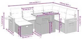 8 részes szürke polyrattan kerti ülőgarnitúra párnákkal