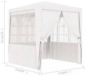 fehér rendezvénysátor oldalfalakkal 2 x 2 m 90 g/m²