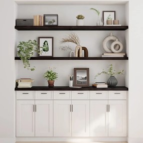 sötétbarna kezelt tömör tölgyfa fali polc 180 x 40 x (2-4) cm