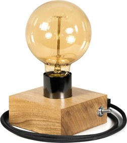 Éjjeli Asztali Lámpa Edison Natúr tölgy 10x10 CM Retro Izzó E27