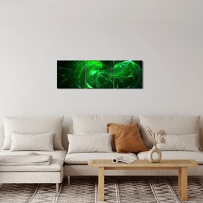 Kép - zöld absztrakció (órával) (90x30 cm)