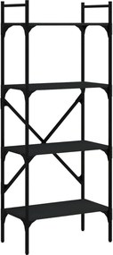 vidaXL 4 szintes fekete szerelt fa könyvespolc 56 x 31,5 x 138,5 cm