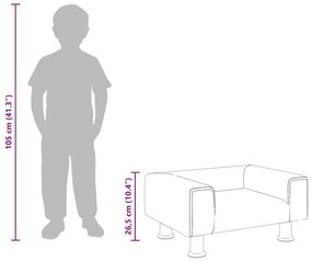 krémszínű bársony gyerekkanapé 50 x 45 x 26,5 cm