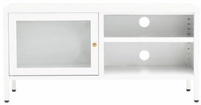 fehér acél és üveg TV-szekrény 90 x 30 x 44 cm