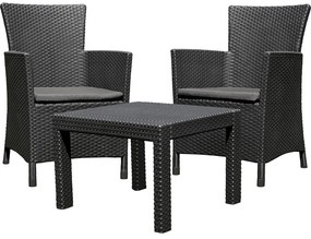 Antracitszürke műrattan kétszemélyes kerti lounge szett Rosario – Keter