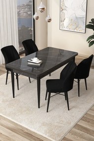 Arp étkezőgarnitúra, fekete márvány-fekete, 110 cm