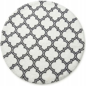 Shaggy Szőnyeg Kerek 160CM Plüss Puha Fehér Hálószoba Szőrme Vastag