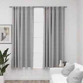 vidaXL 2 db szürke vászonhatású sötétítőfüggöny kampókkal 140 x 175 cm