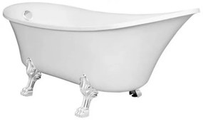 Antica szabadon álló kád fehér lábakkal és leeresztővel