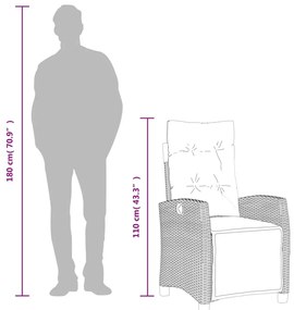 5-részes barna polyrattan kerti étkezőgarnitúra párnákkal