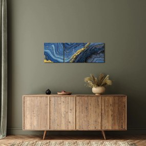 Kép - Kék-arany absztrakció (órával) (90x30 cm)