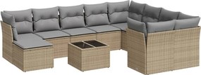 vidaXL 11 részes bézs polyrattan kerti ülőgarnitúra párnákkal