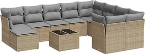 vidaXL 11 részes bézs polyrattan kerti ülőgarnitúra párnákkal