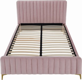 Ágy, rózsaszín/ gold arany króm, 140x200, KAISA