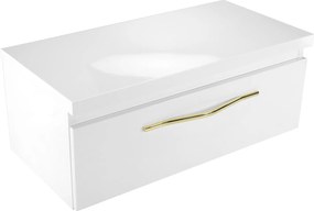 Fürdőszoba szekrény pultra szerelhető mosdó alá, komód asztallappal fehér fényes 80 cm