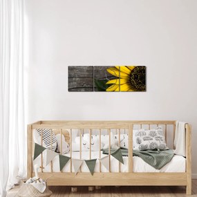 Kép - Napraforgó virága (órával) (90x30 cm)