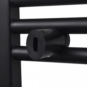 Egyenes fekete törölközőszárító radiátor központi fűtéssel 600x1160 mm