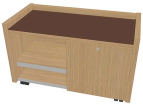 Verno mobil konténer 100 x 50 cm üveggel, bal, világos tölgy / barna